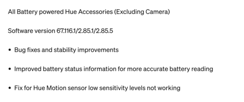 El registro de cambios para la versión de software 67.116.1/2.85.1/2.85.5