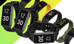La Realme Band 2 tiene una pantalla más grande y cuadrada en comparación con el rastreador de fitness Realme Band de primera generación. (Fuente de la imagen: @OnLeaks/Digit/Realme - editado)