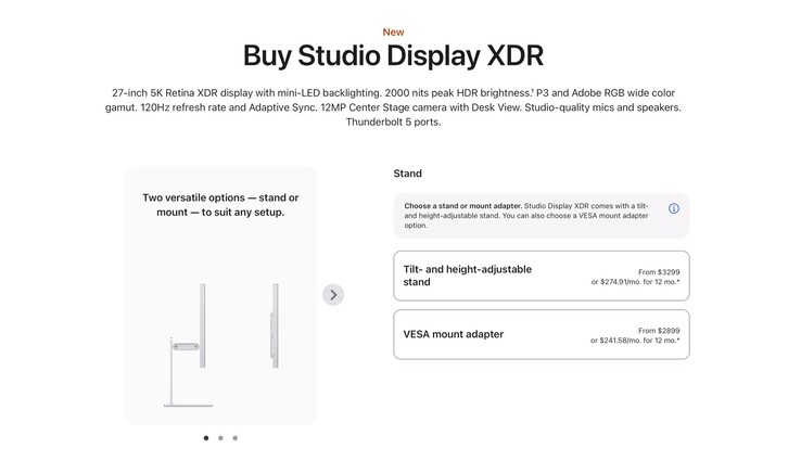 La Apple Studio Display XDR con adaptador VESA cuesta ahora 400 dólares menos.