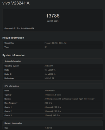 Especificaciones del MediaTek Dimensity 9300 (imagen vía Geekbench)