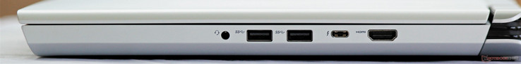 Derecha: toma de auriculares, 2x USB 3.0, Thunderbolt 3, HDMI 1.4