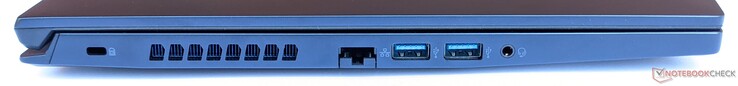 Izquierda: Cerradura Kensington, Gigabit ethernet, 2x USB 3.1 Gen 1, puerto combo de audio