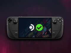 Más de 31.000 juegos están categorizados para el dispositivo portátil de juego. En la imagen: Steam Deck con el logotipo de Verified en la pantalla. (Fuente de la imagen: Valve - editado)