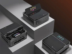 La pantalla de estado del mini-PC Machenike GTS puede mostrar métricas clave en múltiples posturas. (Fuente de la imagen: Machenike)