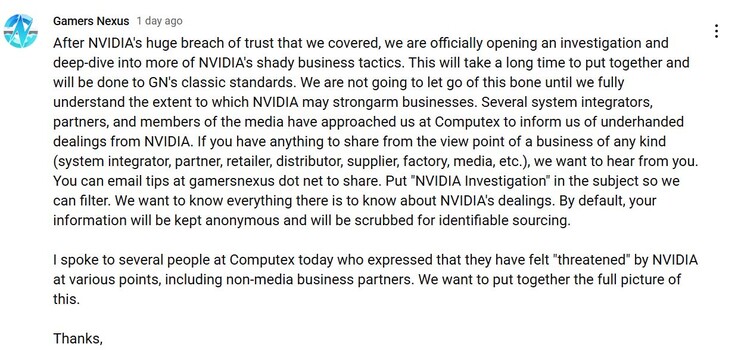 Gamers Nexus abre una investigación sobre Nvidia. (Fuente de la imagen: Gamers Nexus en YouTube)