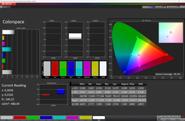 CalMAN: Cobertura del espacio de color (Espacio de color: sRGB)