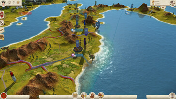 Una imagen que muestra el mapa del mundo en Total War: Rome Remastered.