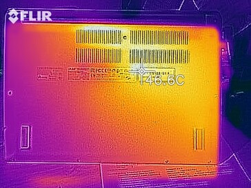 Mapa de calor de la parte inferior del dispositivo bajo carga