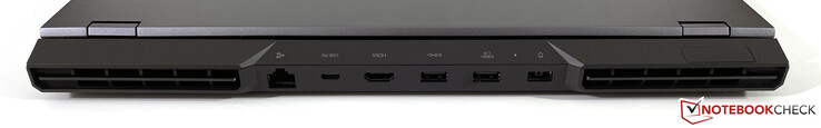 Trasera: Gigabit-Ethernet, USB-C 3.2 Gen.2 (Power Delivery, DisplayPort 1.4), HDMI 2.1, USB-A 3.2 Gen.1, USB-A 3.2 Gen.1 (Powered), alimentación (Slim Tip)