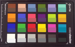 Colores del ColorChecker; color de referencia en la mitad inferior de cada cuadrado.