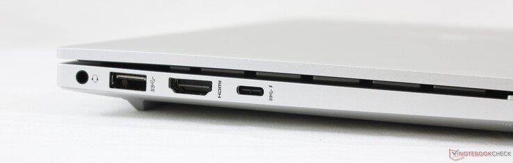 Izquierda: audio combinado de 3,5 mm, USB-A 3.1 (5 Gbps), USB-C con Thunderbolt 4 (Power Delivery y DisplayPort 1.4)