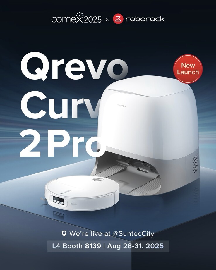 El robot aspirador Roborock Qrevo Curv 2 Pro. (Fuente de la imagen: Roborock vía Facebook)