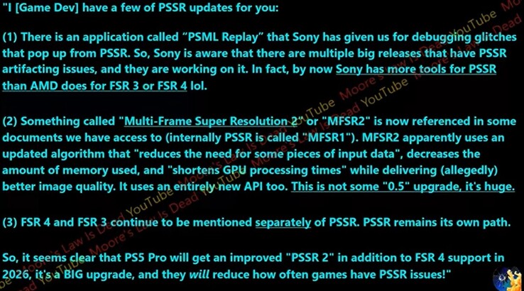 Se dice que Sony está preparando el PSSR2 para la PS5 Pro del año que viene. (Fuente de la imagen: Moore's Law Is Dead)