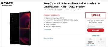 Precio del Sony Xperia 5 III. (Fuente de la imagen: Focus)