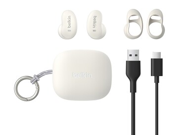 Contenido de la caja de los auriculares SoundForm Anywhere. (Fuente de la imagen: Belkin)