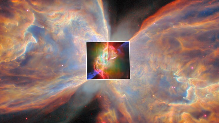 Esta imagen de James Webb muestra la estrella central de la Nebulosa de la Mariposa (Fuente de la imagen: HubbleWebbESA vía YouTube)