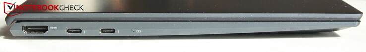 Izquierda: HDMI 2.1, 2x USB-C Thunderbolt 4 incluyendo Power Delivery y DisplayPort