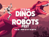 El Dinos vs. Robots Fest de Steam traerá ofertas de juegos en un montón de títulos estelares de los últimos años. (Fuente de la imagen: Steam en YouTube)