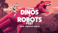 El Dinos vs. Robots Fest de Steam traerá ofertas de juegos en un montón de títulos estelares de los últimos años. (Fuente de la imagen: Steam en YouTube)