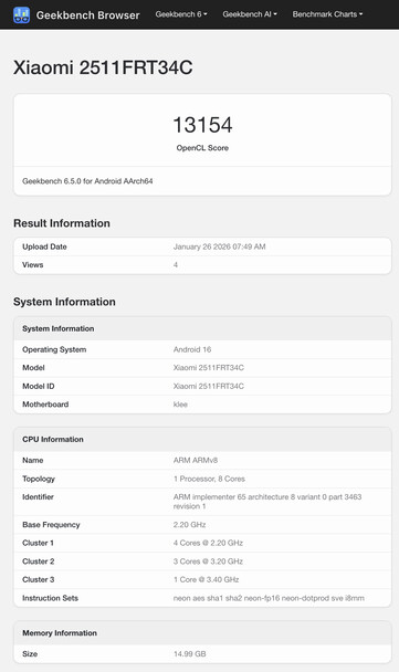 (Fuente de la imagen: Geekbench)