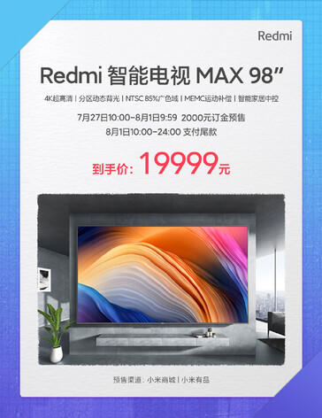 Venta de Redmi Max 98. (Fuente de la imagen: Redmi TV)