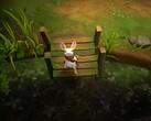 Quill descansa sobre un puente de madera en Moss: La reliquia olvidada.