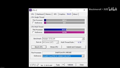 El 14901KE se ha sometido a pruebas de rendimiento con CPU-Z