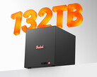 El ME Pro 370 de cuatro bahías tiene un precio inicial de unos 634 dólares en China. En la imagen: una fotografía promocional del NAS en la que se destaca su capacidad de almacenamiento de 132 TB.