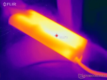 El adaptador de CA puede alcanzar los 39 C cuando se utilizan cargas exigentes durante periodos prolongados