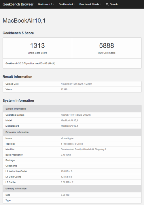 (Fuente de la imagen: Geekbench)