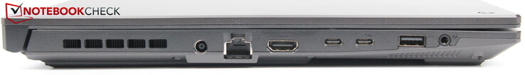 Izquierda: Alimentación, LAN, HDMI 2.0b, Thunderbolt 4, USB-C 3.2 Gen 2, USB-A 3.0, conector de audio