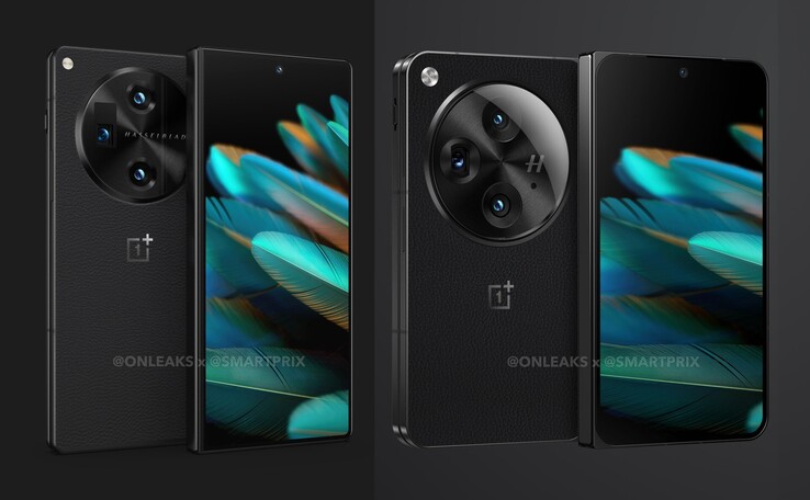 Renders del OnePlus Open antiguo y nuevo, de izquierda a derecha. (Fuente de la imagen: OnLeaks y SmartPrix)