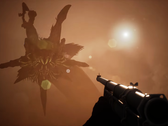 Icarus Steam deal teaser mostrando al protagonista apuntando a un gusano gigante.