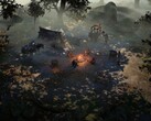 Una imagen que muestra un campamento y mercenarios en Wartales.