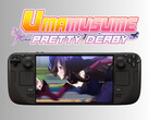 Umamusume: Pretty Derby corriendo en la Steam Deck OLED con el logotipo (Fuente de la imagen: Cygames, Steam con ediciones)