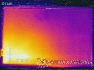 Mapa de temperaturas (atrás). El monitor está más caliente cerca de los puertos