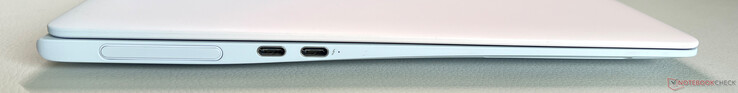 Lado izquierdo: Cámara web, USB-C 3.2 Gen.2 (10 Gbps, modo DisplayPort-ALT, suministro de energía), USB-C 4.0 con Thunderbolt 4 (40 Gbps, modo DisplayPort-ALT, suministro de energía)