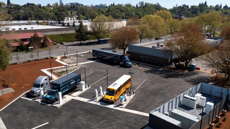 Estación de carga MCS de prueba para camiones y autobuses eléctricos en Portland (imagen: CharIN)