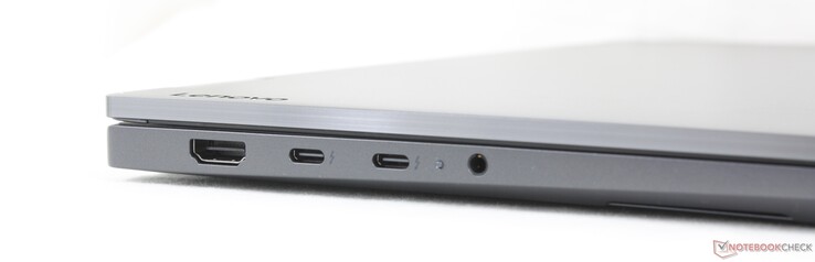 Izquierda: HDMI 2.1, 2 puertos USB-C Thunderbolt 4 con DisplayPort 2.1 y Power Delivery (65 W), conector de 3,5 mm para auriculares