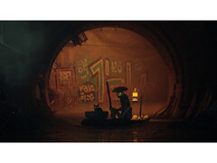 Una captura de pantalla del juego Stray que muestra el detallado entorno ciberpunk. (Fuente de la imagen: Steam)