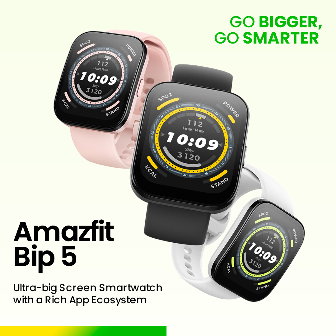 Smartwatch Amazfit Bip 5, Pantalla 1,91” táctil, Aut. 10 días