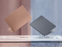 El ZenBook 14 OLED de Panther Lake promete hasta 18 horas de navegación por Internet con una carga completa. En la imagen: una fotografía promocional en la que se muestran las dos opciones de color del portátil.
