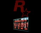 Logotipo de Rockstar Games con un reloj en cuenta atrás para la fecha de lanzamiento de GTA 6