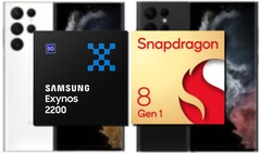 El Samsung Exynos 2200 y el Snapdragon 8 Gen 1 parecen estar igualados en el rendimiento de la CPU en Geekbench. (Fuente de la imagen: Samsung/Qualcomm/@Ishanagarwal - editado)
