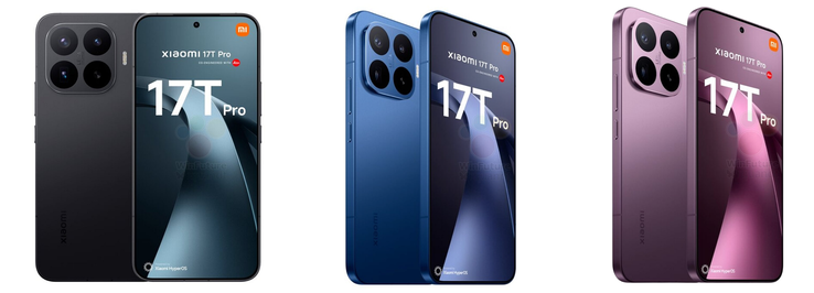 Renders en alta resolución del Xiaomi 17T Pro.