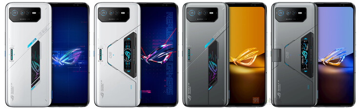 Una vista comparativa del ROG Phone 6, 6 Pro, 6D y 6D Ultimate (de izquierda a derecha). (Fuente: 91Mobiles)