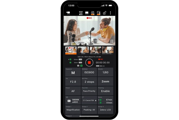 Los cineastas pueden controlar y enfocar a distancia la EOS C80 utilizando un smartphone. (Fuente de la imagen: Canon)