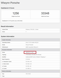 EPYC 7643. (Fuente de la imagen: Geekbench)