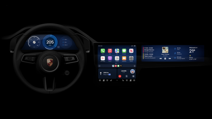 Próxima generación del sistema operativo Apple CarPlay integrado en un Porsche de 2024. (Imagen: Apple/Porsche)