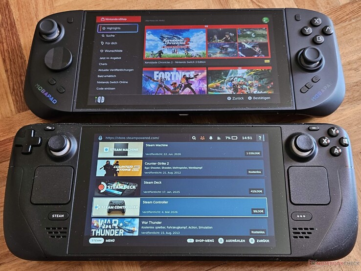 Con los mandos M12S, la Switch 2 tiene prácticamente el mismo tamaño que la Steam Deck.